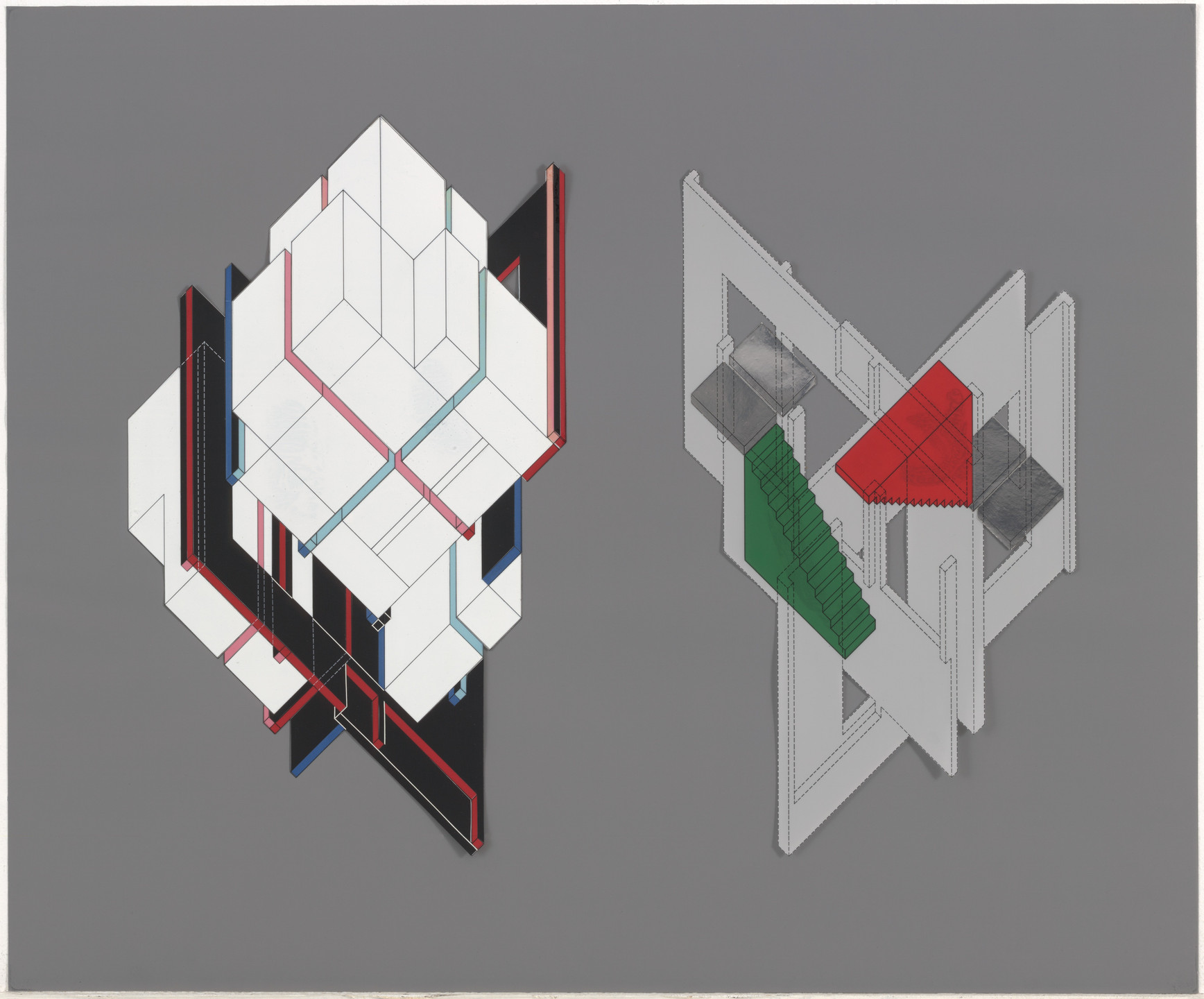 Peter Eisenman. House VI, Cornwall, Connecticut (Fourteen Transformations [axonometric]). 1972-1975