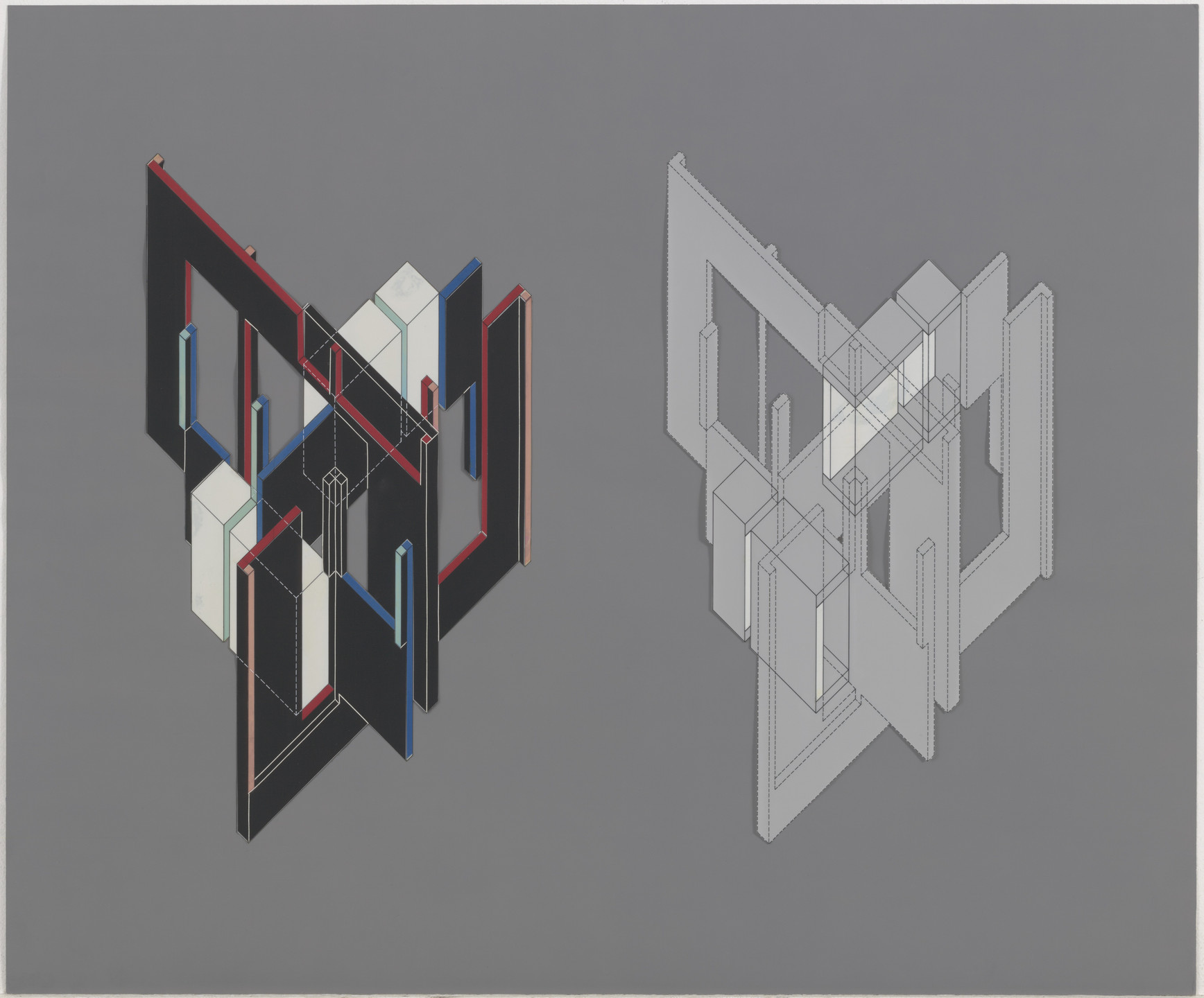 Peter Eisenman. House VI, Cornwall, Connecticut (Fourteen Transformations [axonometric]). 1972-1975