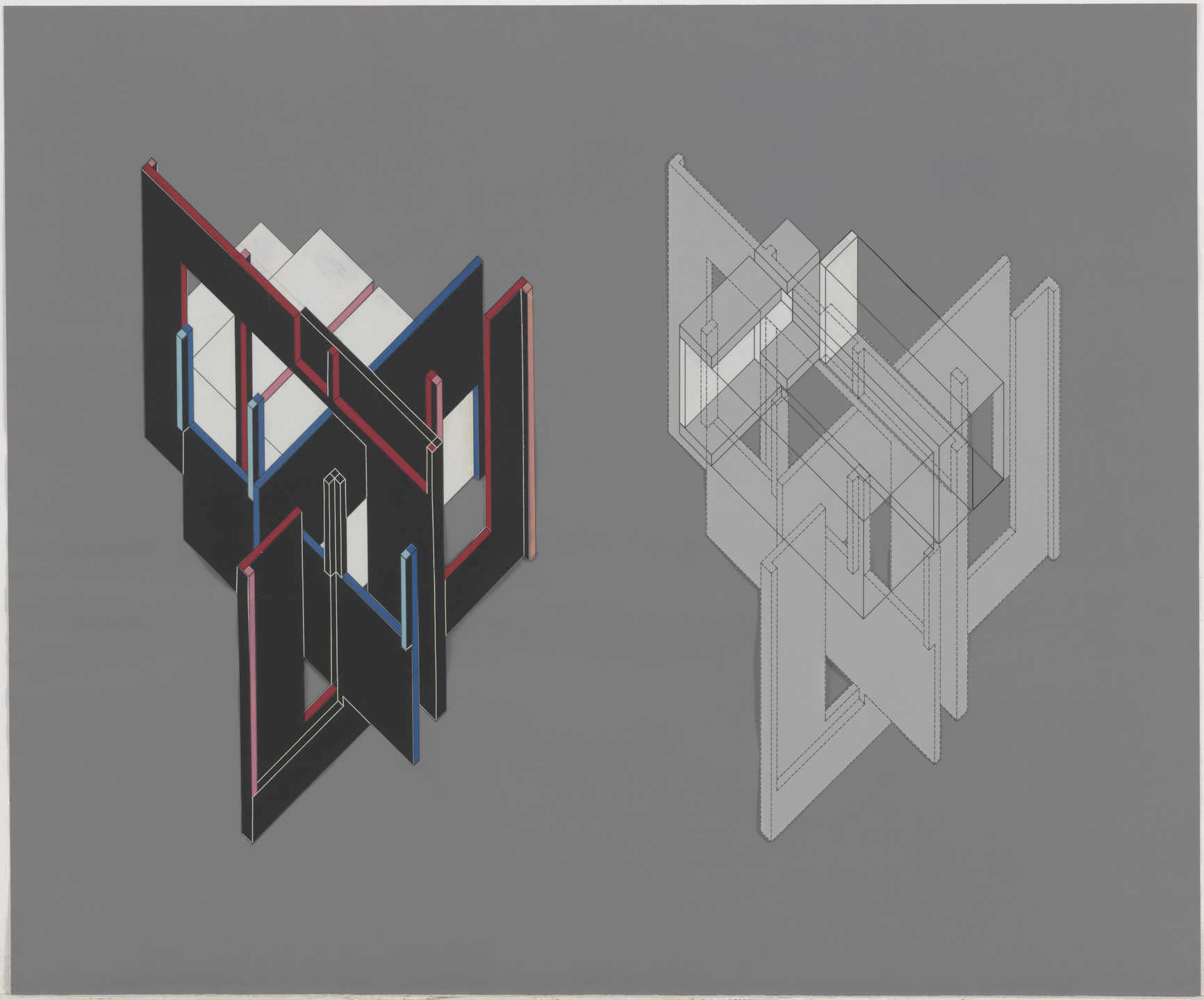 Peter Eisenman. House VI, Cornwall, Connecticut (Fourteen Transformations [axonometric]). 1972-1975