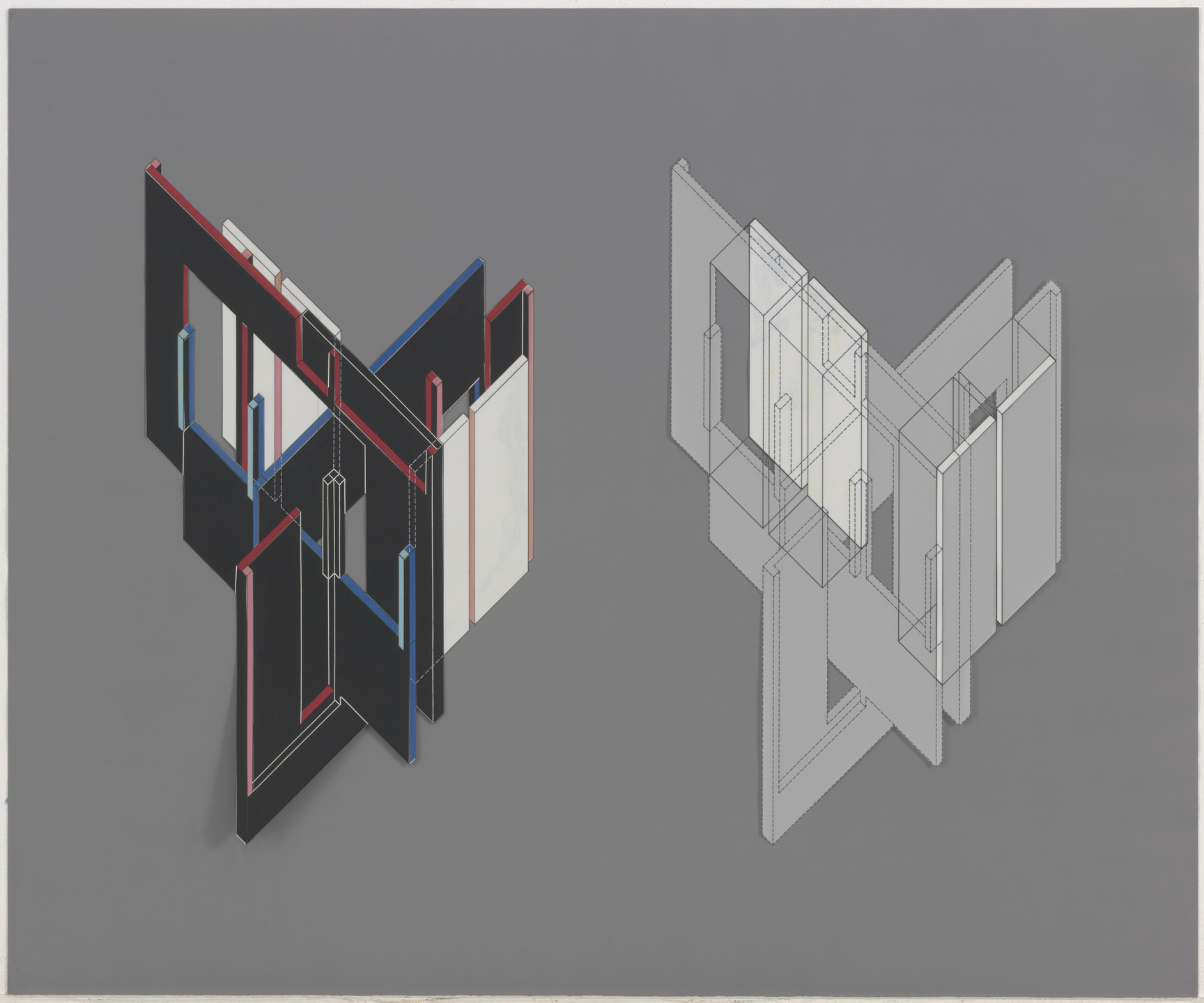 Peter Eisenman. House VI, Cornwall, Connecticut (Fourteen Transformations [axonometric]). 1972-1975
