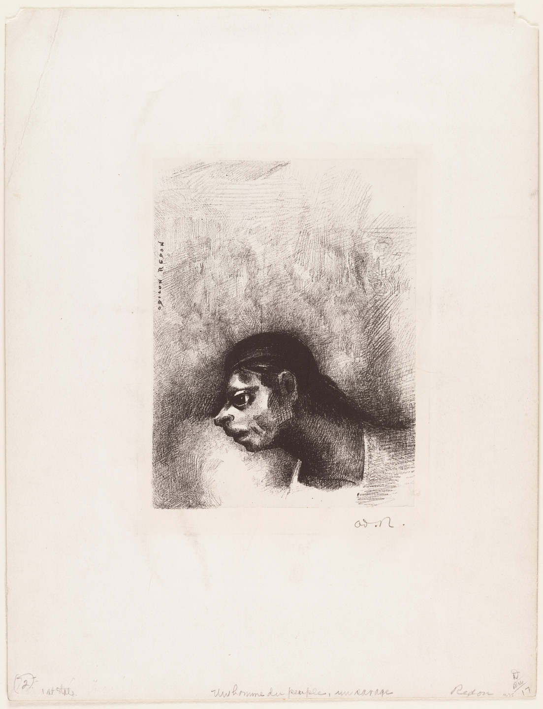 Odilon Redon. A Man of the People, a Savage (Un Homme du peuple, un sauvage). 1887