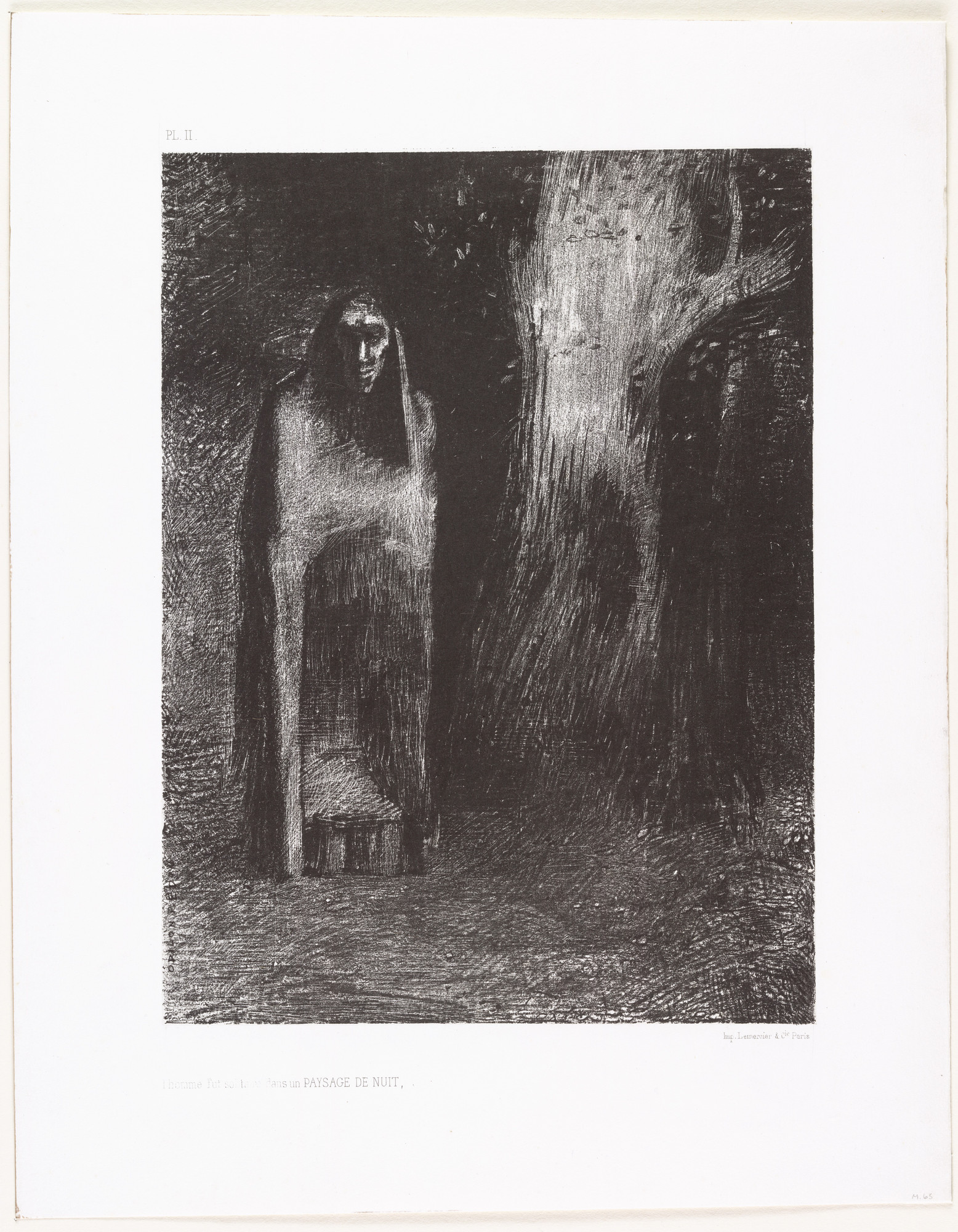 Odilon Redon. The Man Was Alone in a Night Landscape (L'Homme fut solitaire dans un paysage de nuit)