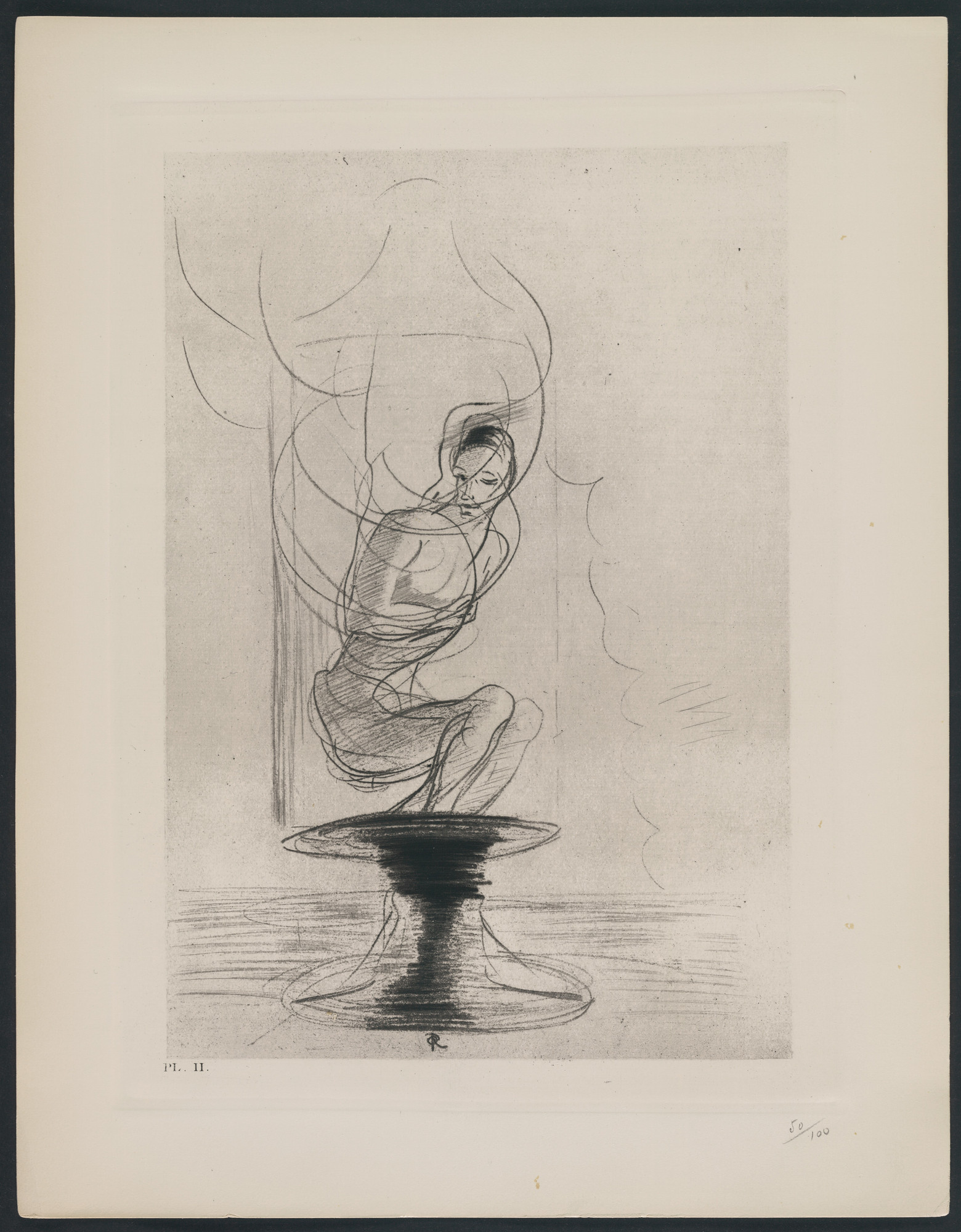 Odilon Redon. Sometimes One Finds an Old Reminiscing Flask, Whence Issues in Full Life a Returning Soul ( Parfois on trouve un vieux flacon qui se souvient, d'où jaillit toute vive une âme qui revient ) from The Flowers of Evil ( Les Fleurs du mal )