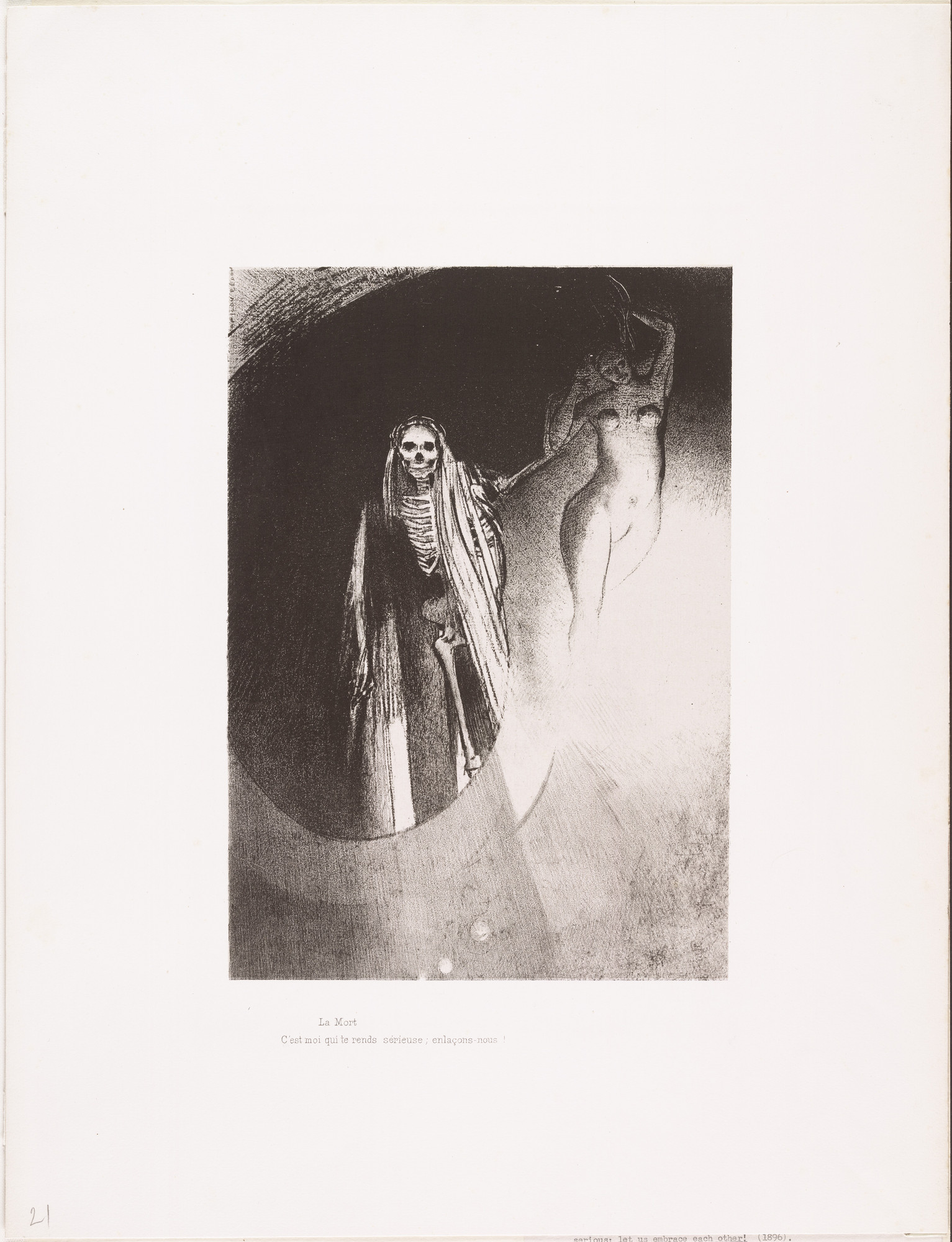 Odilon Redon Death It Is I Who Makes You Serious Let Us Embrace La Mort C Est Moi Qui Te Rends Serieuse Enlacons Nous From The Temptation Of Saint Anthony La Tentation De Saint Antoine