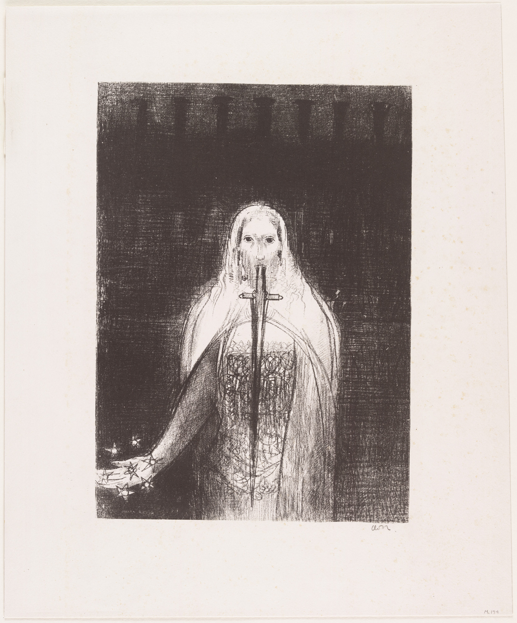 Odilon Redon. And He Had in His Right Hand Seven Stars, and out of His Mouth Went a Sharp Two-Edged Sword ( Et il avait dans sa main droite sept étoiles, et de sa bouche sortait une épée aiguë à deux tranchants )