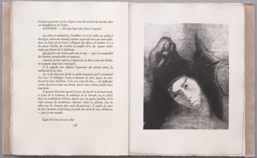 Odilon Redon. Anthony: What Is the Point of All This? The Devil: There Is No Point! (Antoine: Quel est le but de tout cela? Le Diable: Il n&#39;y a pas de but!) (plate XVI) from La Tentation de Saint-Antoine. 1896, published 1938