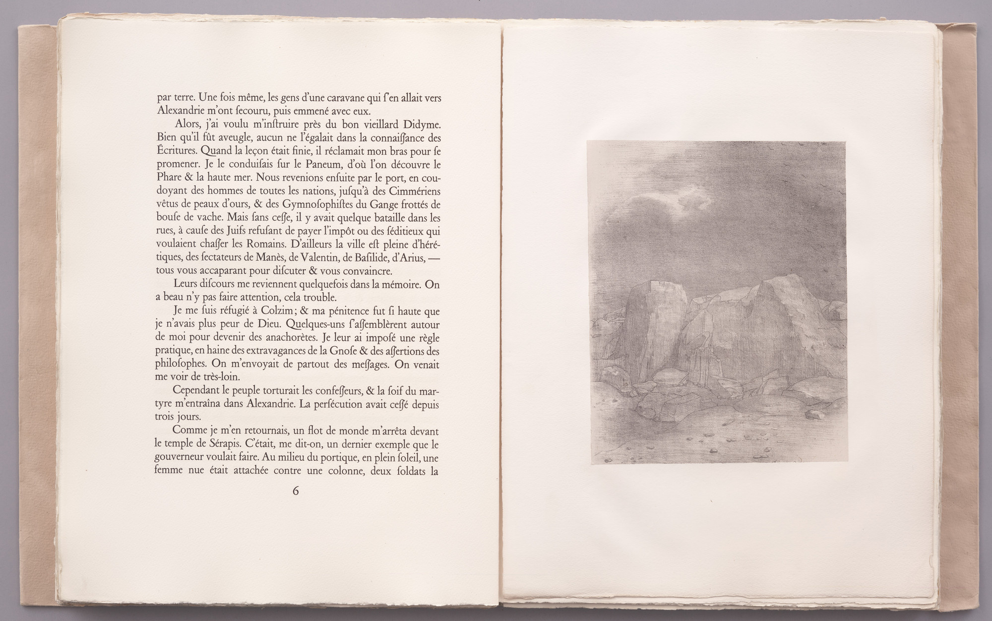 Odilon Redon. . . .And He Discerns an Arid, Knoll-Covered Plain (. . . Et il distingue une plaine aride et mamelonneuse) (plate I) from La Tentation de Saint-Antoine
