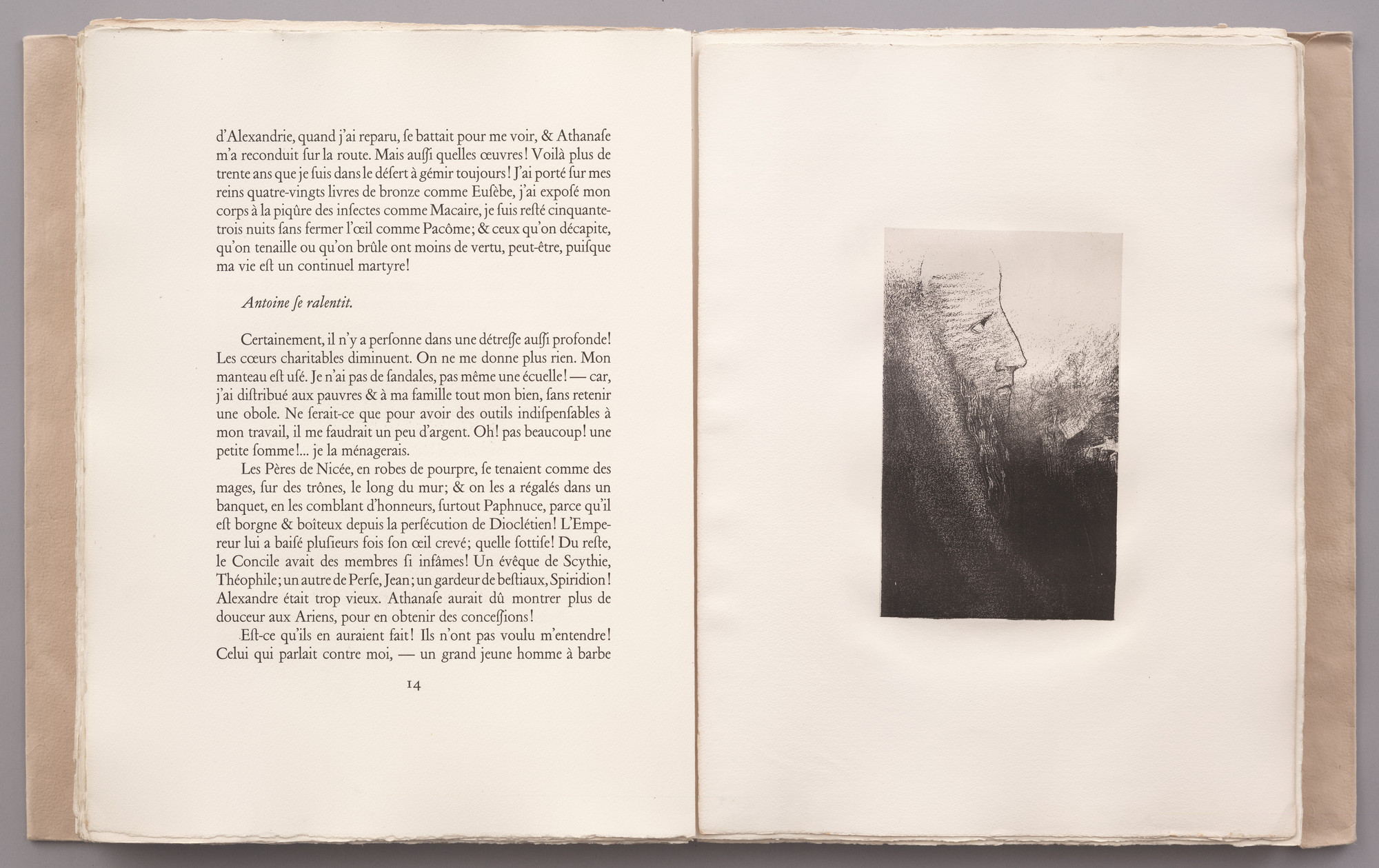 Odilon Redon. Saint Anthony: Help Me, O My God! (Saint-Antoine: Au secours mon dieu!) (plate II) from La Tentation de Saint-Antoine. 1896, published 1938