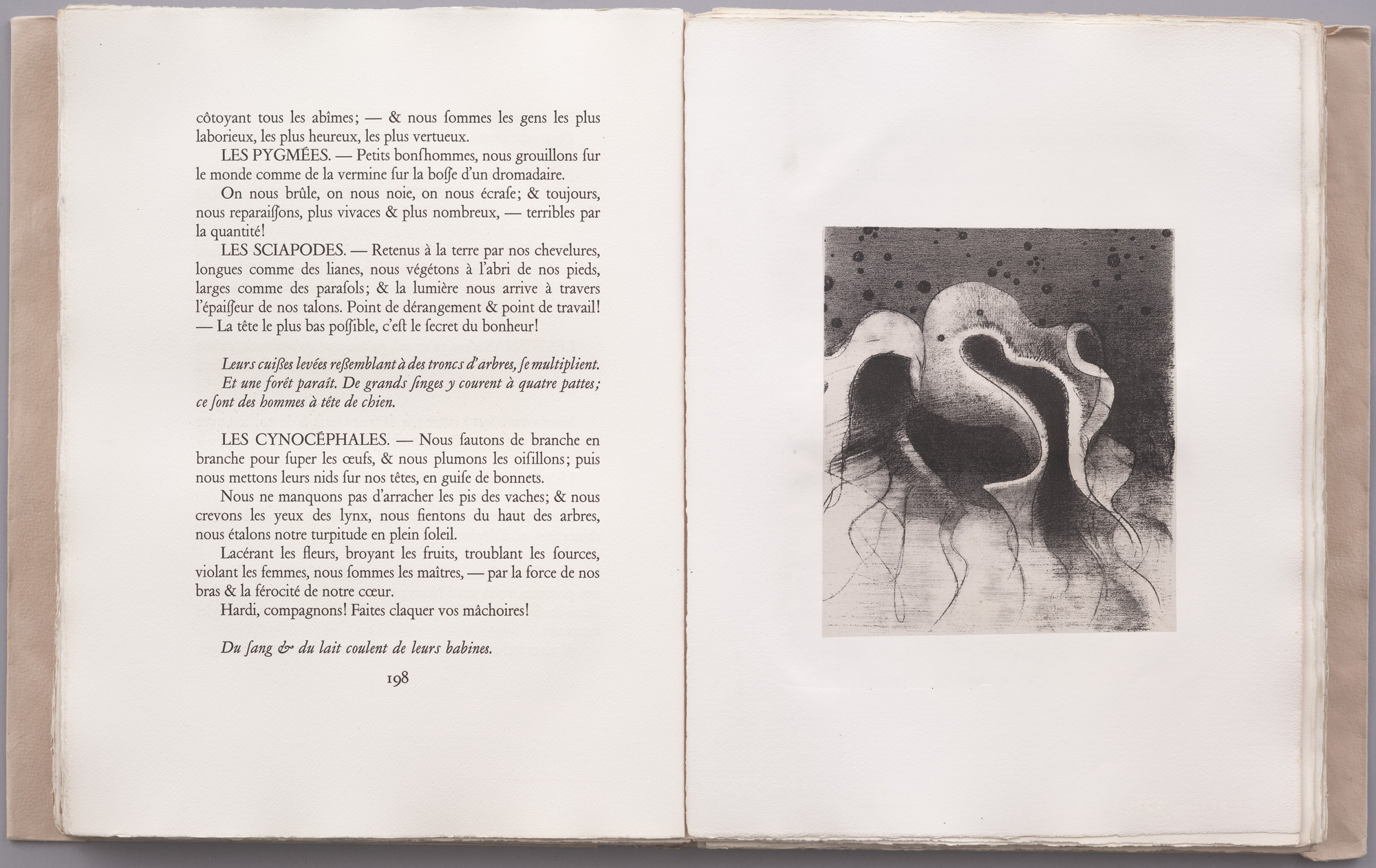 Odilon Redon. . . . The Beasts of the Sea, Round like Leather Bottles (. . . Les Bêtes de la mer rondes comme des outres) (plate XXI) from La Tentation de Saint-Antoine. 1896, published 1938