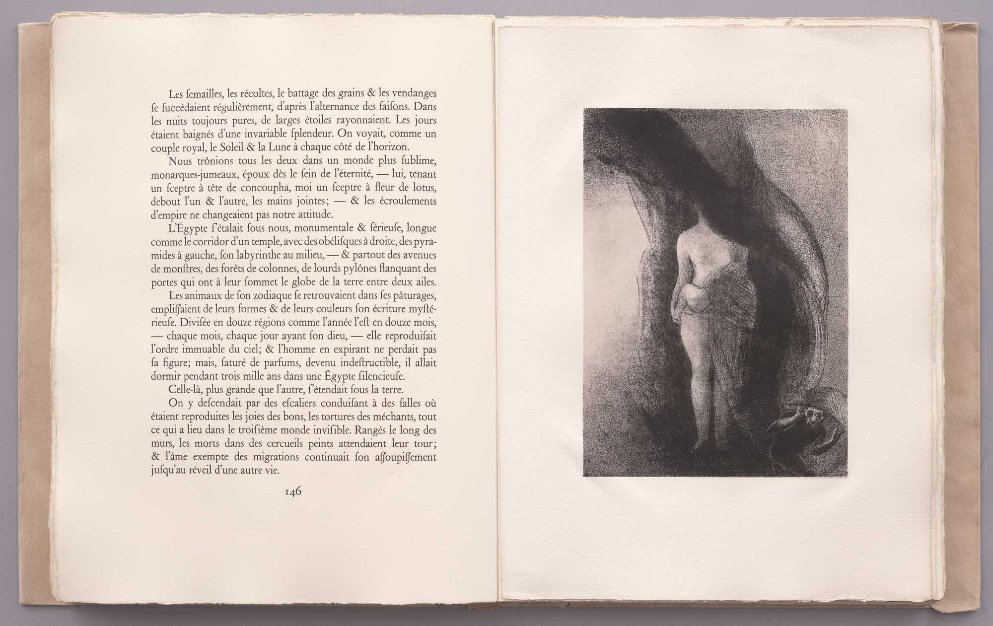 Odilon Redon. I Am Still the Great Isis! Nobody Has Ever Yet Lifted My Veil! My Fruit Is the Sun! (Je suis toujours la grande Isis! Nul n'a encore soulevé mon voile! Mon fruit est le soleil!) (plate XIV) from La Tentation de Saint-Antoine