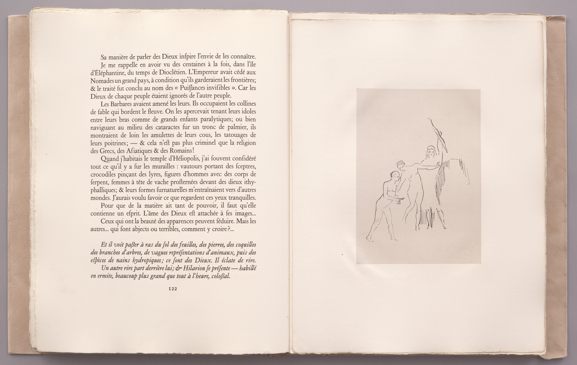 Odilon Redon. Immediately Three Goddesses Arise (Immédiatement surgissent trois Déesses) (plate X) from La Tentation de Saint-Antoine. 1896, published 1938