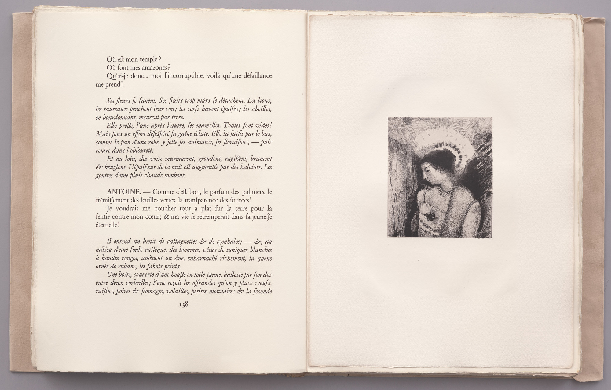 Odilon Redon. Here Is the Good Goddess, the Idaean Mother of the Mountains (plate XIII, facing page 138) from The Temptation of Saint Anthony