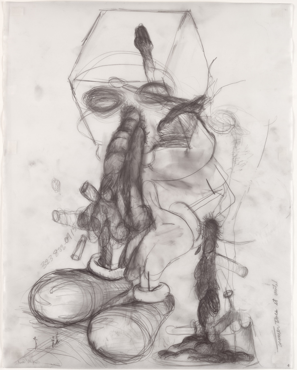 Paul McCarthy. 323-852-0915 from the series Blockhead Drawings. 2000