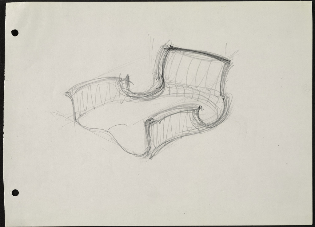 Conchoidal Chair with Arms (Perspective sketch)