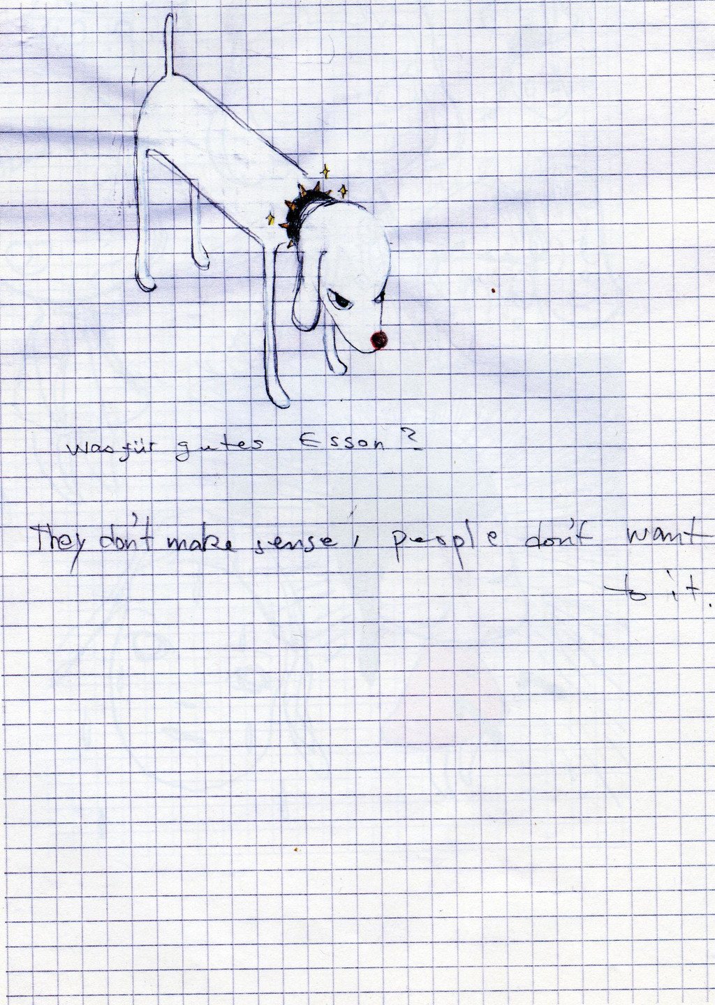 Yoshitomo Nara. Untitled (White Dog/"They don't make sense...") from the series Time of My Life. 1992–2000