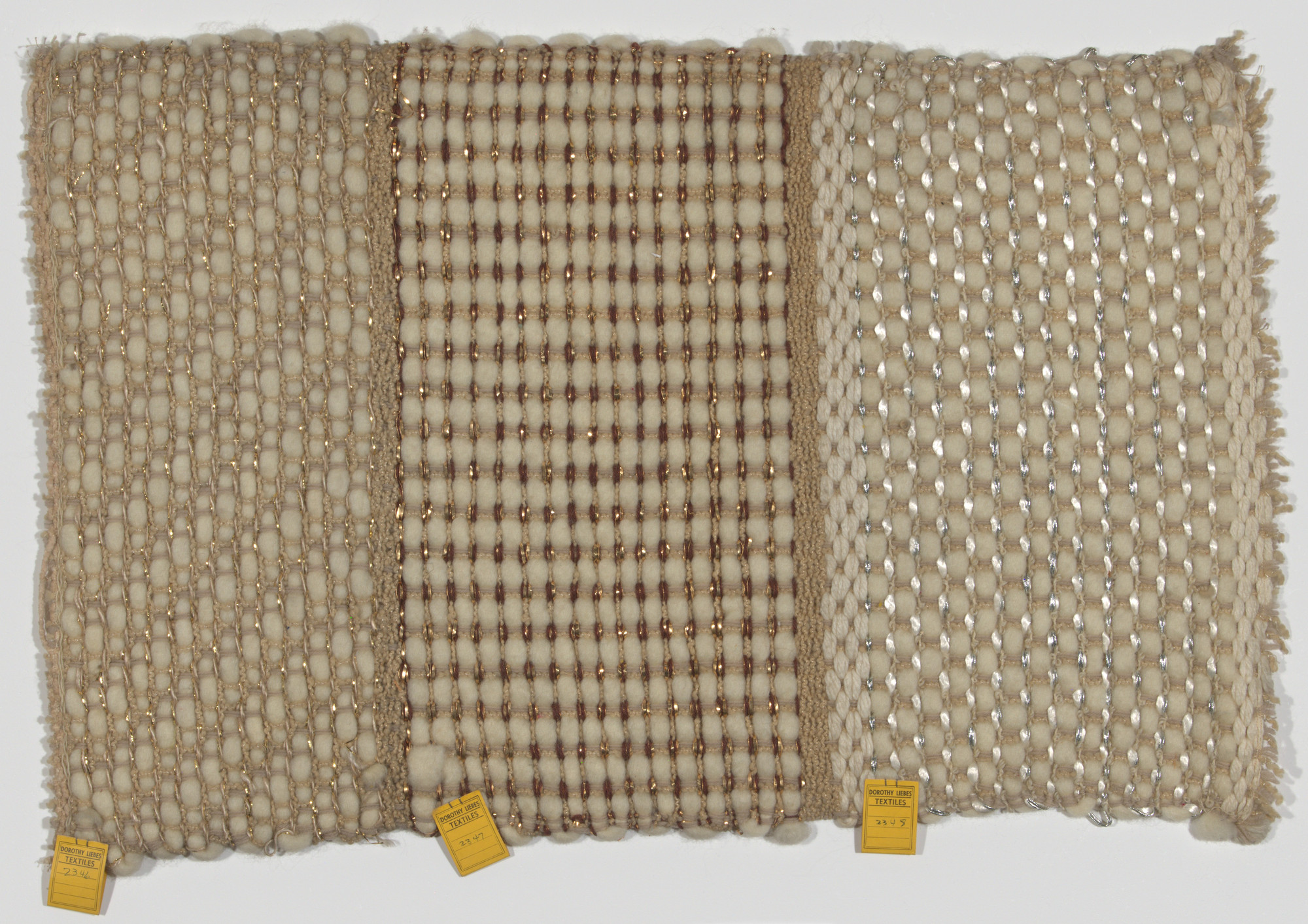 Dorothy Liebes. Sample Blanket Showing Three Weaves. c. 1946