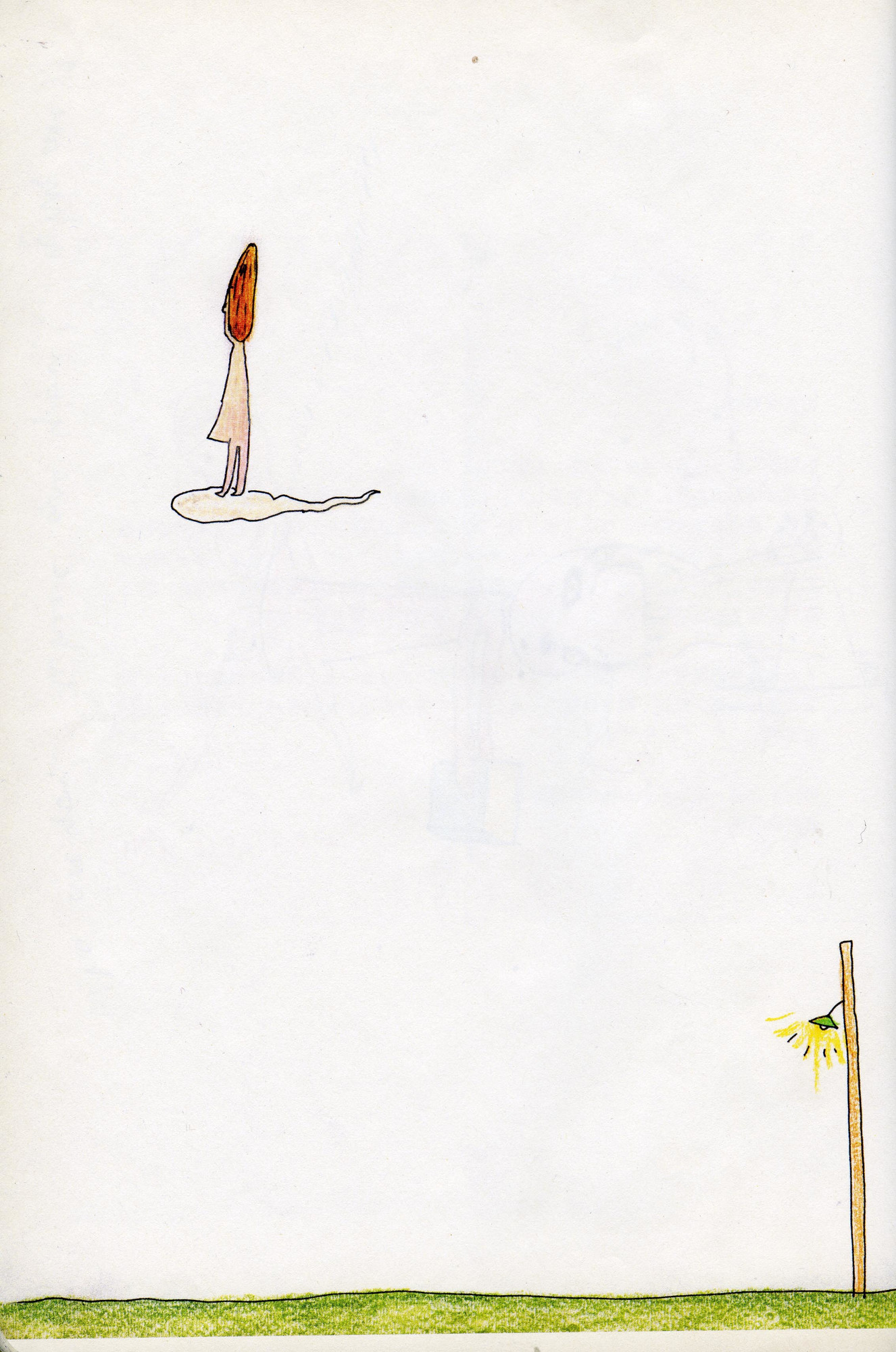 Yoshitomo Nara. Untitled (Girl in cloud/lamppost) from the series Time of My Life