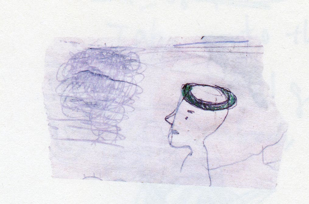 Yoshitomo Nara. Untitled (Poorly drawn man with green halo) from the series Time of My Life