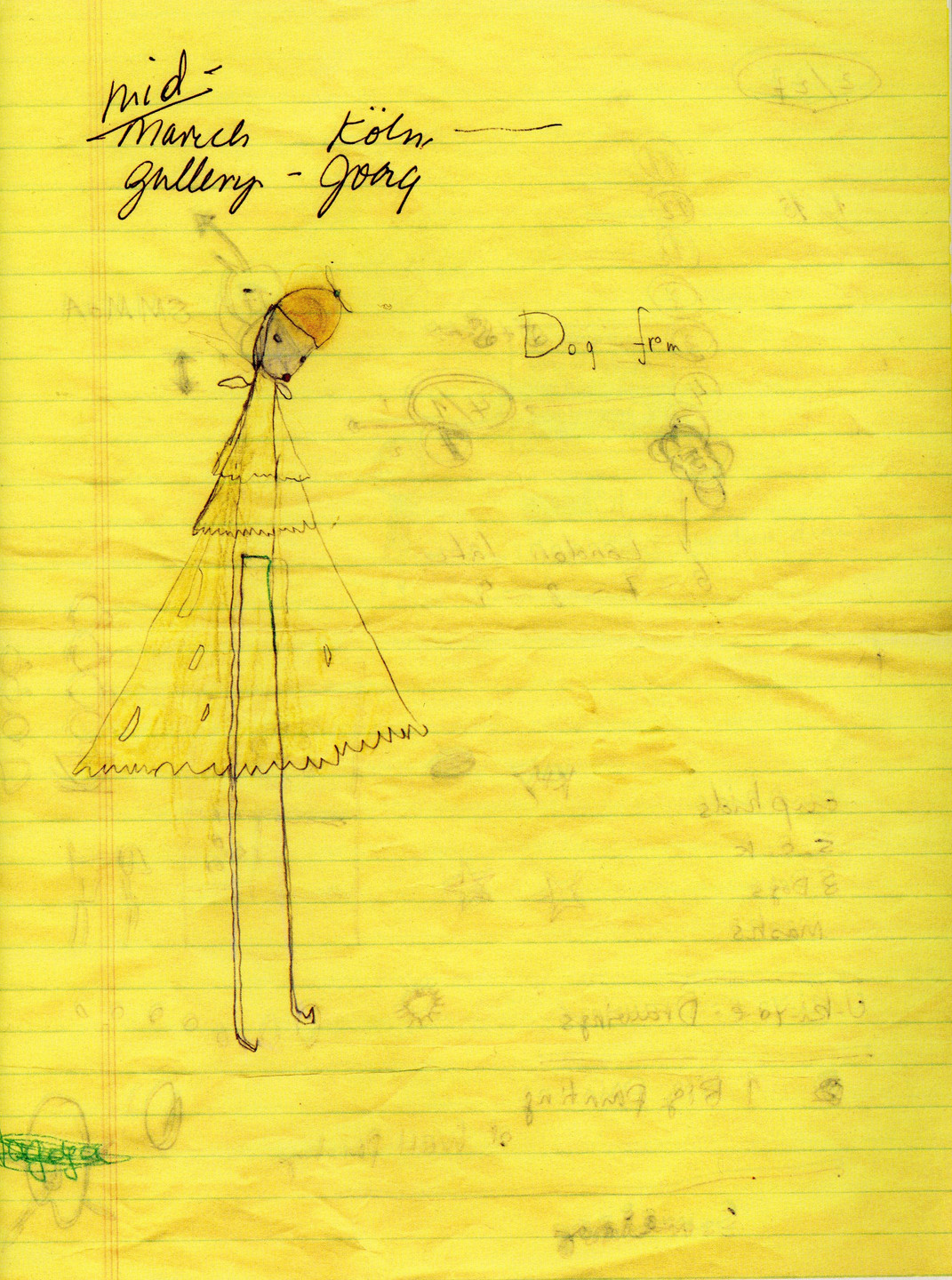 Yoshitomo Nara. Untitled (Long legged dog/"Dog from...") from the series Time of My Life. 1992–2000