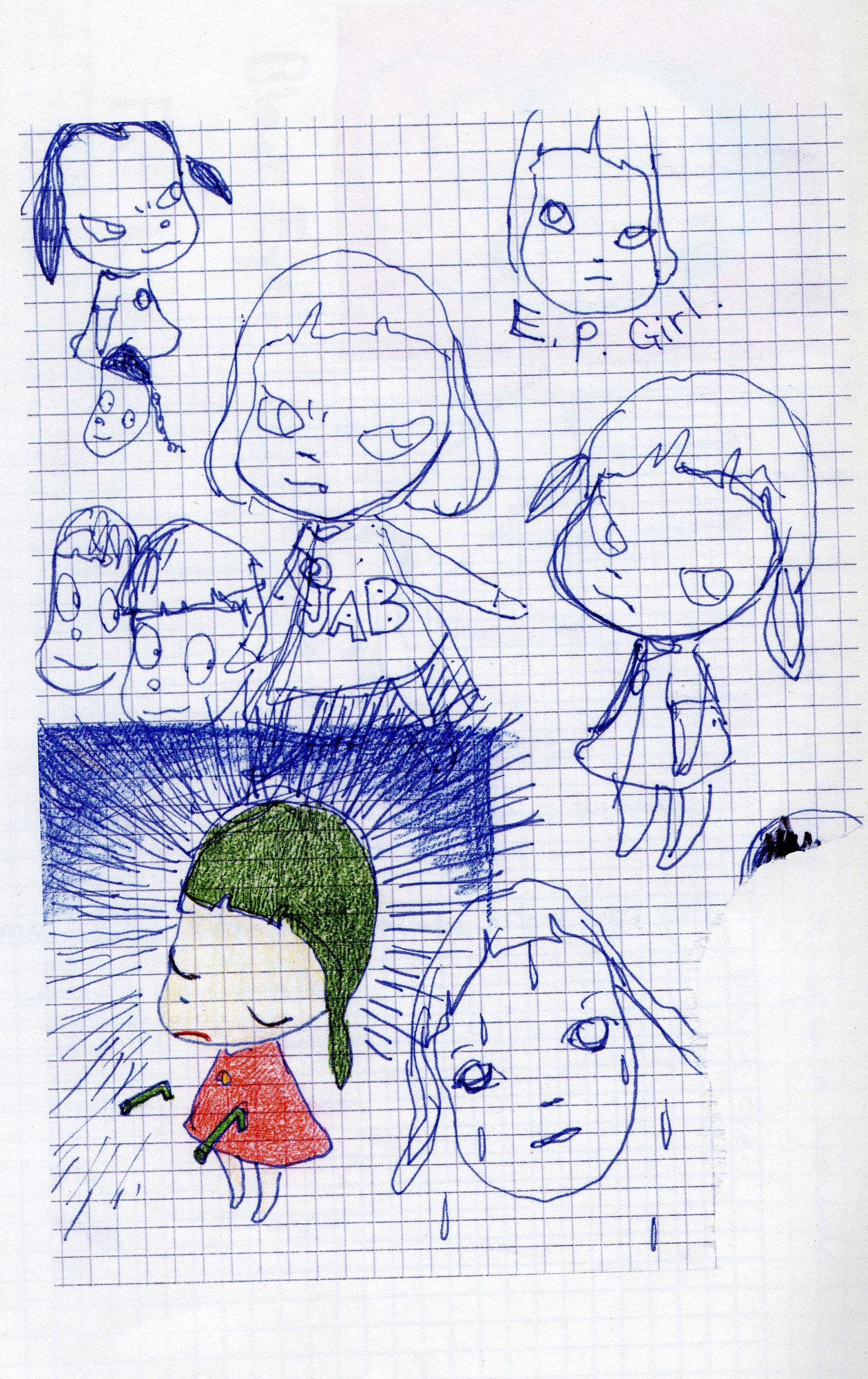 Yoshitomo Nara. Untitled (drawings of girls) from the series Time of My Life