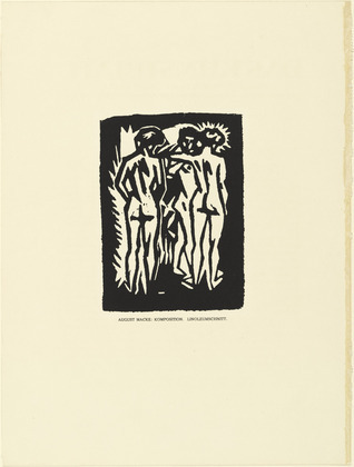 August Macke. Composition (3 Nudes) [Komposition (3 Akte)] (plate, preceding p. 79) from the periodical Das Kunstblatt, vol. 2, no. 4 (Apr 1918). 1918 (executed 1912)