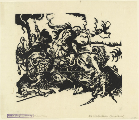 Franz Marc. Lion Hunt After Delacroix (Löwenjagd nach Delacroix). (1913)