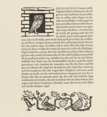 Gerhard Marcks. Owl (Eule) and Birds II (Vögel II) (headpiece and in-text plate, page 14) from Tierfabeln des Aesop (Aesop's Fables). (1950, print executed 1949-50)