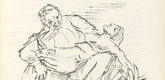 Oskar Kokoschka. Doctor Glasberg Carrying the Unconscious Ann Eliza Reed into the House (Der Arzt Glasberg trägt die bewußtlose Ann Eliza Reed ins Haus) (plate, folio 8) from Ann Eliza Reed. 1952