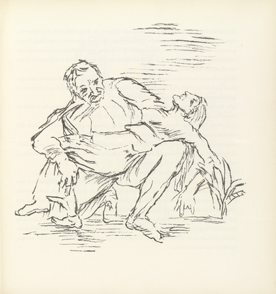 Oskar Kokoschka. Doctor Glasberg Carrying the Unconscious Ann Eliza Reed into the House (Der Arzt Glasberg trägt die bewußtlose Ann Eliza Reed ins Haus) (plate, folio 8) from Ann Eliza Reed. 1952
