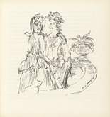 Oskar Kokoschka. Ann Eliza Talking with her Sister-in-law Gwendolin (Ann Eliza und ihre Schwägerin Gwendolin im Gespräch) (plate, folio 9) from Ann Eliza Reed. 1952