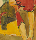 Egon Schiele. Girl Putting on Shoe (Schuhe anziehendes Mädchen). 1910