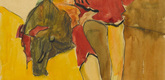 Egon Schiele. Girl Putting on Shoe (Schuhe anziehendes Mädchen). 1910