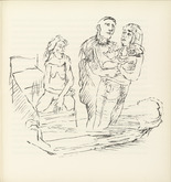 Oskar Kokoschka. Glasberg Lays the Mummy in the Coffin in place of Ann Eliza (Glasberg legt die Mumie an Stelle von Ann Eliza in den Sarg) (plate, folio 14) from Ann Eliza Reed. 1952
