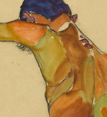 Egon Schiele. Standing Male Nude with Arm Raised, Back View. 1910