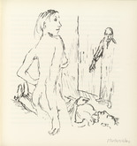 Oskar Kokoschka. Reed Sees the Naked Ann Eliza, Who Killed Doctor Glasberg, Before Him (Reed sieht die nackte Ann Eliza vor sich, die den Arzt Glasberg getötet hat) (plate, folio 16) from Ann Eliza Reed. 1952