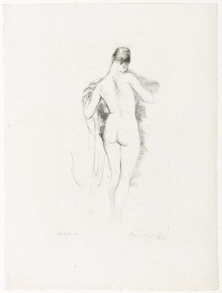 Hans Meid. Seated Female Nude from Behind (Sitzender weiblicher Rückenakt). 1920