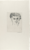 Max Beckmann. Mink, Frontal, with Elaborate Coiffure (Mink von vorn mit grosser Frisur). (1913, published c. 1922)
