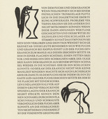 Gerhard Marcks. Fox and Flask (Fuchs und Flasche) and Crane (Kranich) (in-text plates, page 21) from Tierfabeln des Aesop (Aesop's Fables). (1950, print executed 1949-50)