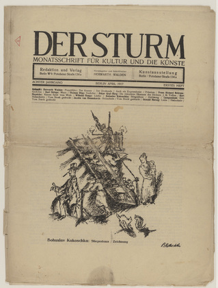 Bohuslav Kokoschka. Staircase (Stiegenhaus) (in-text plate, title page) from the periodical Der Sturm. Wochenschrift für Kultur und Künste, vol. 8, no. 1 (April 1917). 1917