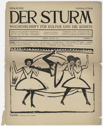 Ernst Ludwig Kirchner. Varieté (in-text plate, title page) from the periodical Der Sturm. Wochenschrift für Kultur und Künste, vol. 2, no. 71 (Aug 1911). 1911