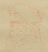 Gustav Klimt. Woman with Scarf (Dame im Dreiviertelprofil nach links, den Mund und einen Teil der Frisur durch Umhang verdeckt). (c. 1910)