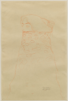 Gustav Klimt. Woman with Scarf (Dame im Dreiviertelprofil nach links, den Mund und einen Teil der Frisur durch Umhang verdeckt). (c. 1910)