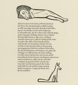 Gerhard Marcks. Reclining Lion (Liegender Löwe) and Fox (Fuchs) (in-text plates, page 30) from Tierfabeln des Aesop (Aesop's Fables). (1950, print executed 1949-50)
