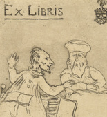 Emil Nolde. The Scholars, Bookplate Hans Fehr (Die Gelehrten, Ex Libris Hans Fehr). (1906)