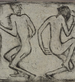Christian Rohlfs. .a Two Dancers (Zwei Tanzende) .b Conversation (Unterredung) .c Conversation, (Unterredung) [partial stencil]. .a (c. 1913) .b (c. 1913) .c (c. 1913)