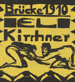 Erich Heckel. Kneeling Nudes (Kniende Akte) cover from the portfolio Brücke 1910. (1910)