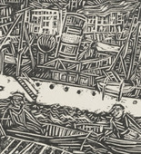 Paul Gangolf. Marseille, Steamboat in the Harbor (Marseille, Dampfer im Hafen) from the periodical in portfolio form Die Schaffenden, vol. 7, no. 2. (c.1929, published 1930)