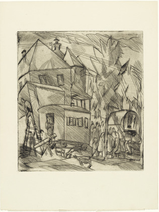 Fritz Schaefler. Traveling Circus (Wanderzirkus) (plate, loose leaf) from the periodical Das Kunstblatt, vol. 2, no. 12 (Dec 1918). 1918