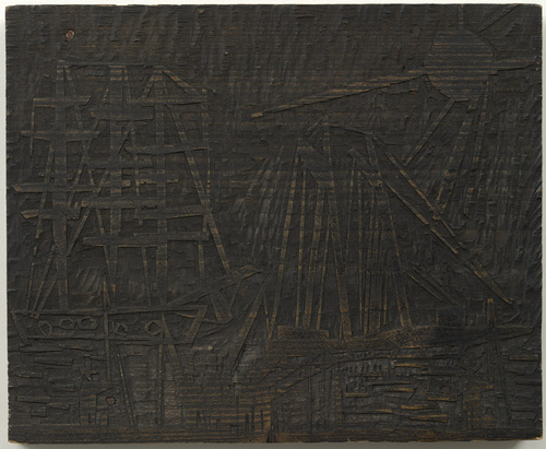 Lyonel Feininger. Woodcut for Anglers (with Sun and Ships) (Angler [mit Sonne und Schiffen]). 1919