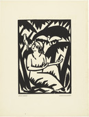 Georg Schrimpf. Untitled (Girl with Doves) [Ohne Titel (Mädchen mit Tauben)] (plate, preceding p. 33) from the periodical Das Kunstblatt, vol. 1, no. 2 (Feb 1917). 1917